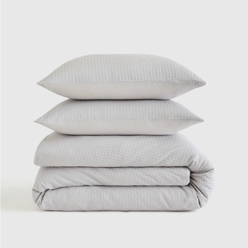 NWOT Quince waffle weave Duvet Cover Set Full/Queen Light Grey